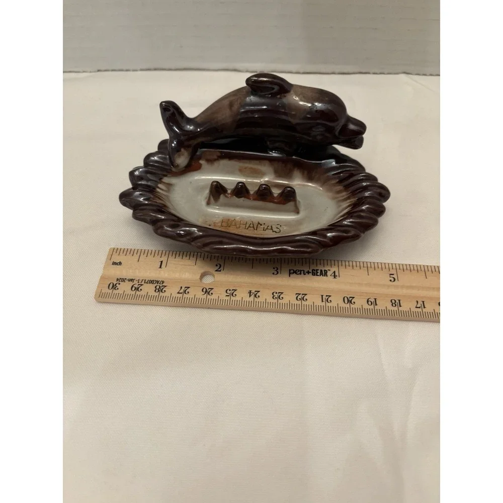 Vintage Art Deco Bahamas Mid Century Dolphin Nautical Ashtray Japan